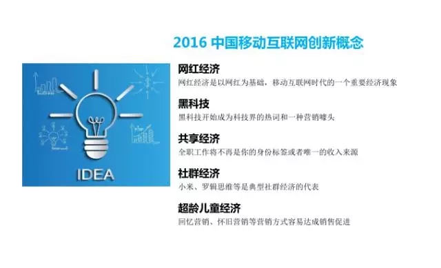 2016中国移动互联网5大创新概念与7大创新技术盘点